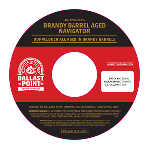 Ballast Point Brandy Barrel Aged Navigator May 2017