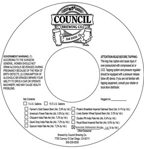 Council Brewing Co. Spreckels Hefeweizen May 2017