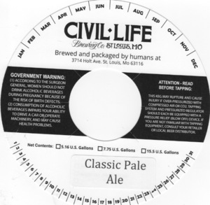 Civil Life Brewing Co LLC Classic Pale Ale May 2017