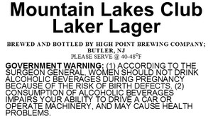 Mountain Lakes Club Laker Lager 