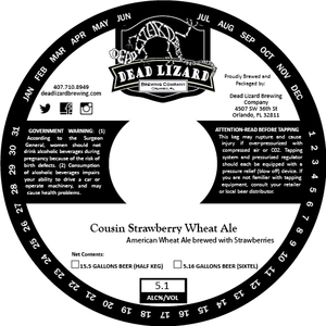 Dead Lizard Brewing Company Cousin Strawberry Wheat Ale