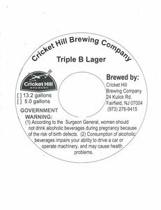 Cricket Hill Brewing Company Triple B Lager