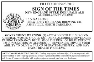 Highland Brewing Co Sign Of The Times June 2017