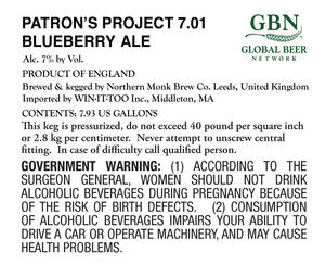 Patron's Project 7.01 Blueberry Ale June 2017