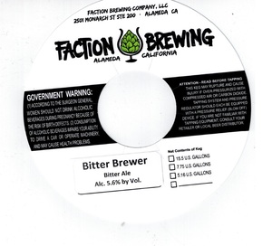 Faction Brewing Bitter Brewer Bitter Ale June 2017