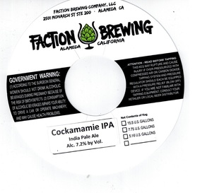 Faction Brewing Cockamamie India Pale Ale June 2017