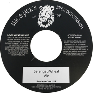 Mac And Jack's Brewing Company Serengeti Wheat June 2017