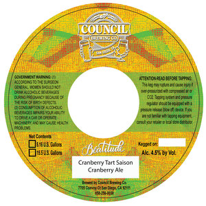 Council Brewing Co. Beatitude Cranberry Tart Saison