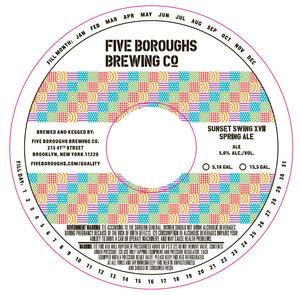 Five Boroughs Brewing Co. Sunset Swing Xvii Spring Ale June 2017