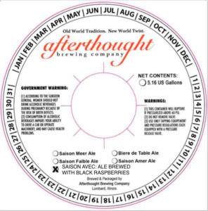Afterthought Brewing Company Saison Avec