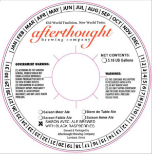 Afterthought Brewing Company Saison Avec June 2017