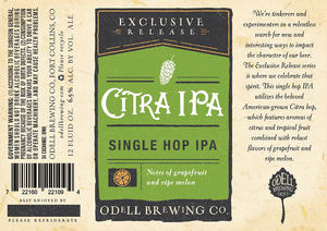 Odell Brewing Company Citra IPA June 2017