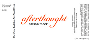 Afterthought Brewing Company Saison Meer