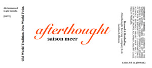 Afterthought Brewing Company Saison Meer June 2017