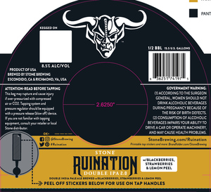 Stone Ruination Double Ipa 2.0 W/blackberries, Strawberries & Lemon