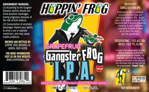 Hoppin' Frog Grapefruit Gangster Frog IPA June 2017