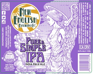 New English Brewing Company Pure & Simple IPA June 2017