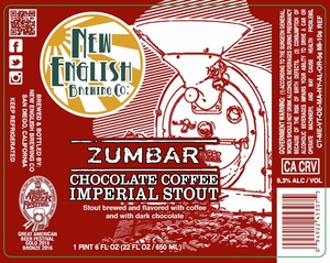 New English Brewing Company Zumbar Chocolate Coffee Imperial Stout June 2017