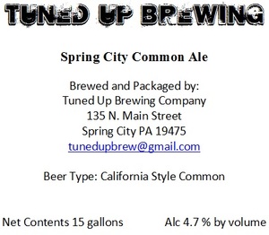 Tuned Up Brewing Spring City Common Ale