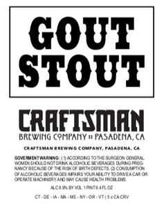 Craftsman Brewing Copmany Gout Stout