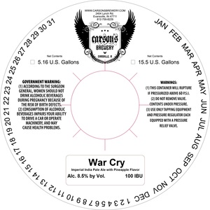 Carson's Brewery War Cry June 2017
