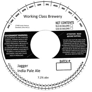 Working Class Brewery Jagger India Pale Ale June 2017
