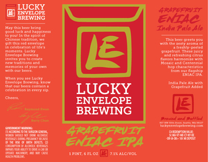 Lucky Envelope Brewing Grapefruit Eniac IPA July 2017
