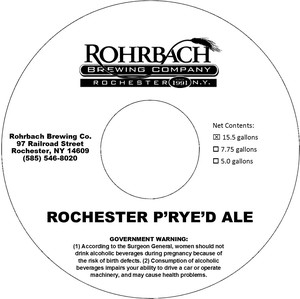 Rohrbach Rochester P'rye'd Ale