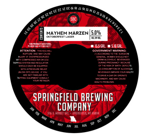 Springfield Brewing Company Mayhem Marzen Oktoberfest Lager June 2017