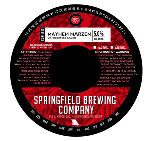 Springfield Brewing Company Mayhem Marzen Oktoberfest Lager