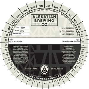 Alesatian Brewing Co. 320 Citra Wheat June 2017