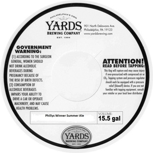 Yards Brewing Company Phillys Winner Summer Ale