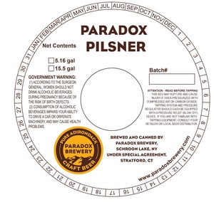Paradox Brewery Paradox Pilsner June 2017