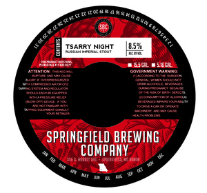 Springfield Brewing Company Tsarry Night Russian Imperial Stout June 2017