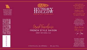 Hungry Hollow Brewing Company Ozark Farmhouse French Style Saison Ale
