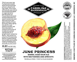 June Princess Barrel Aged Sour Ale With Nectarines