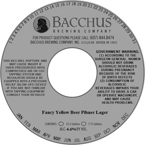 Bacchus Fancy Yellow Beer Pilsner Lager June 2017