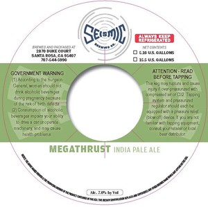 Seismic Brewing Co Megathrust India Pale Ale July 2017