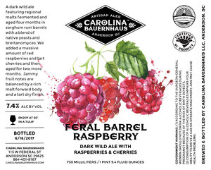Feral Barrel Raspberry Dark Wild Ale With Raspberries & Cherrie