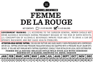 10 Barrel Brewing Co. Femme De La Rouge July 2017