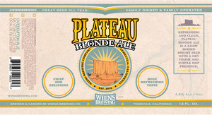 Wiens Brewing Company Plateau Blonde Ale July 2017