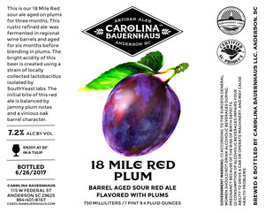 18 Mile Red Plum Sour Red Flavored Ale With Plums