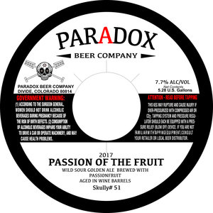 Paradox Beer Company Passion Of The Fruit