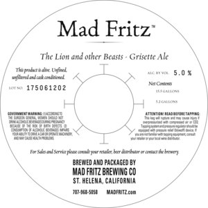 Mad Fritz The Lion And Other Beasts July 2017