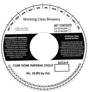 Working Class Brewery Cube Done Imperial Stout July 2017