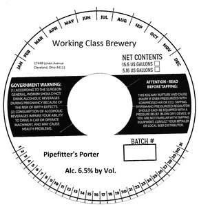 Working Class Brewery Pipefitter's Porter July 2017