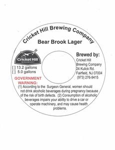 Cricket Hill Brewing Company Bear Brook Lager