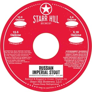 Starr Hill Russian Imperial Stout July 2017
