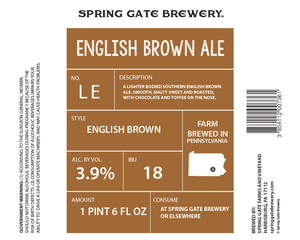 Spring Gate Brewery English Brown Ale