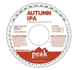 Peak Organic Autumn IPA July 2017